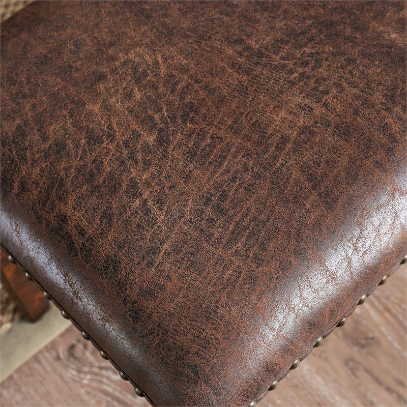 Solid Wood Nailhead Trim Bench in Dark Oak L518