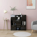 High Gloss White Chipboard Bookcase with Storage Shelves and Door Cabinet D442543