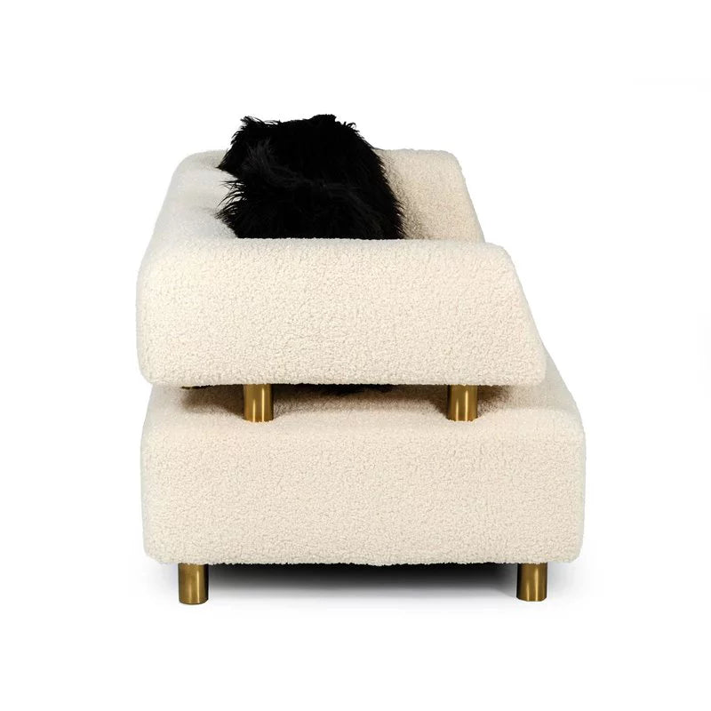 Beige Polyester Fabric & Stainless Steel Sofa X2926