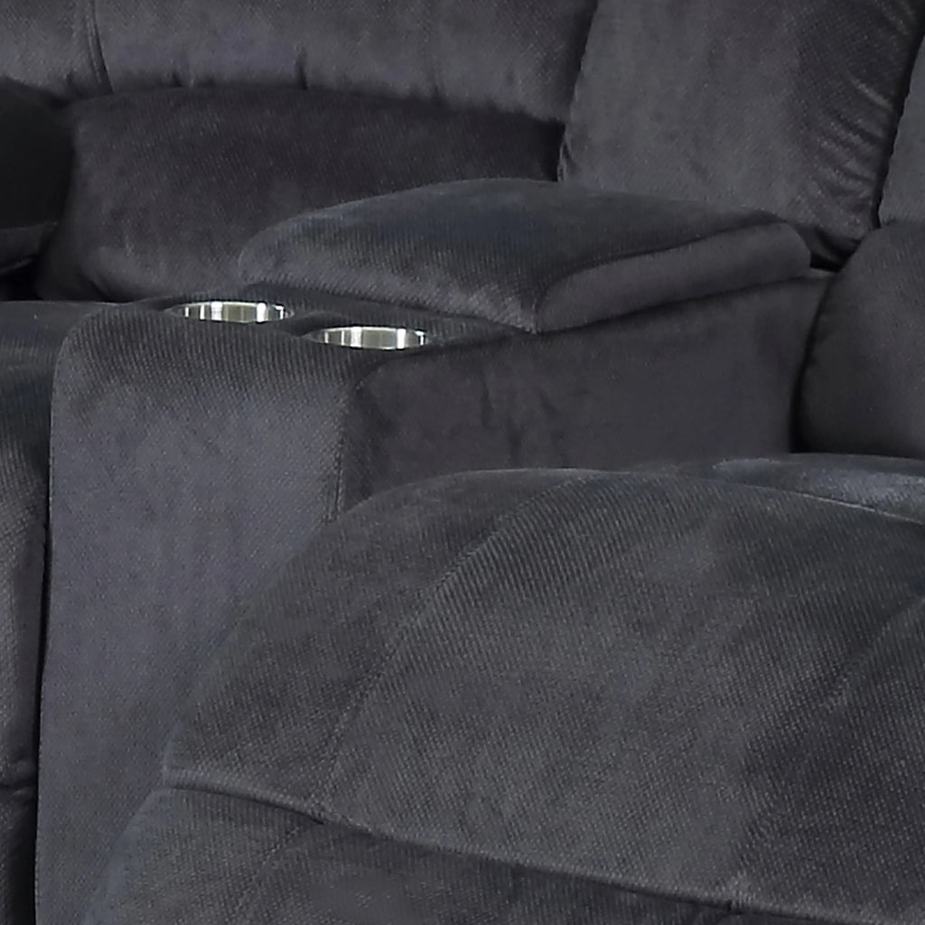 Grey Reclining Love Seat with Console C853
