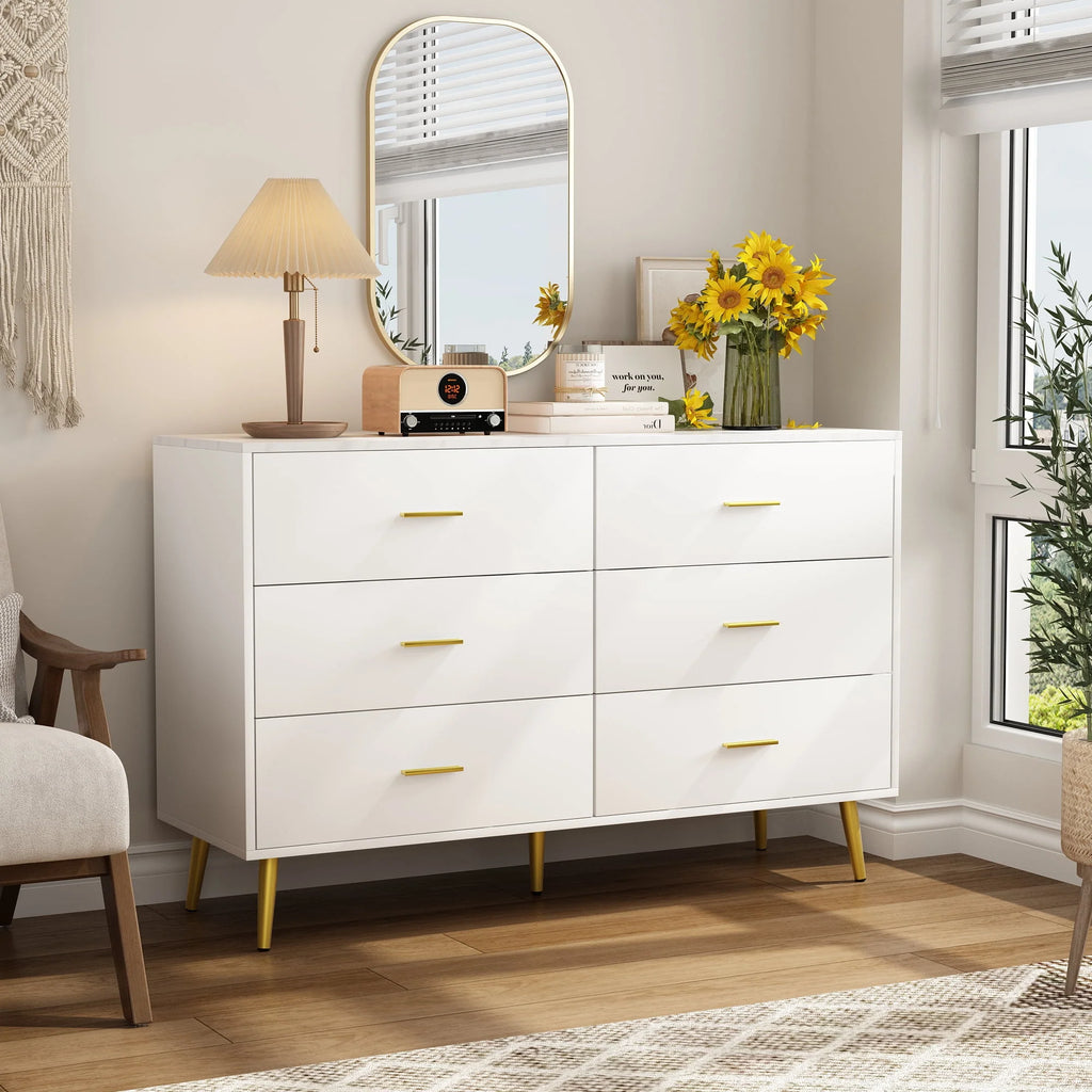 White 6 Drawer Dresser J71493