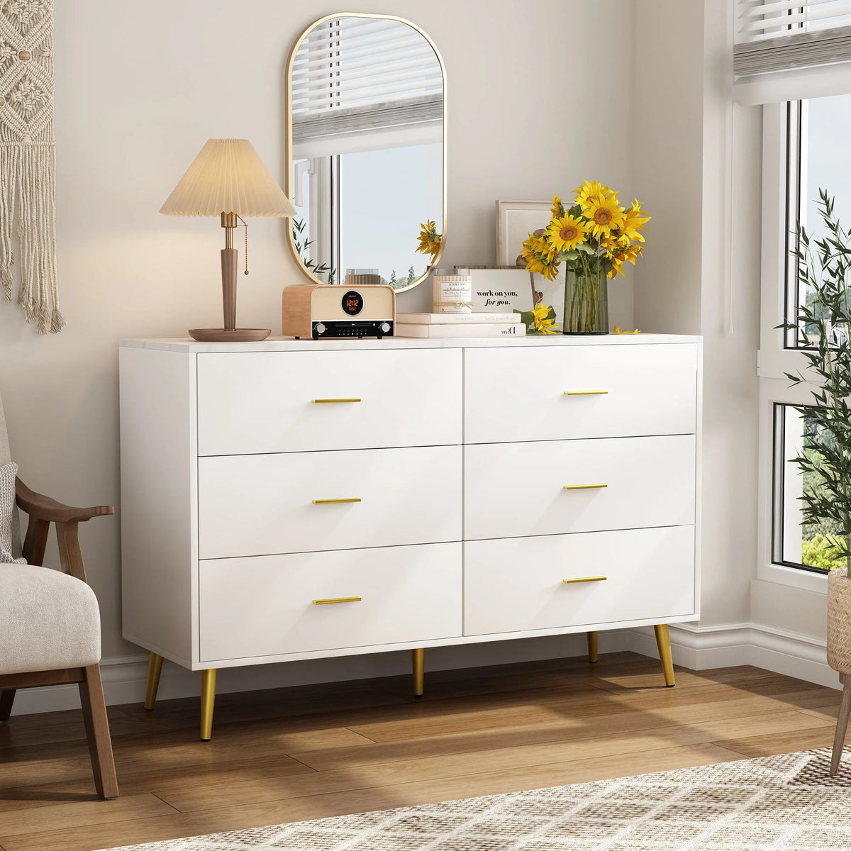 White 6 Drawer Dresser J71493