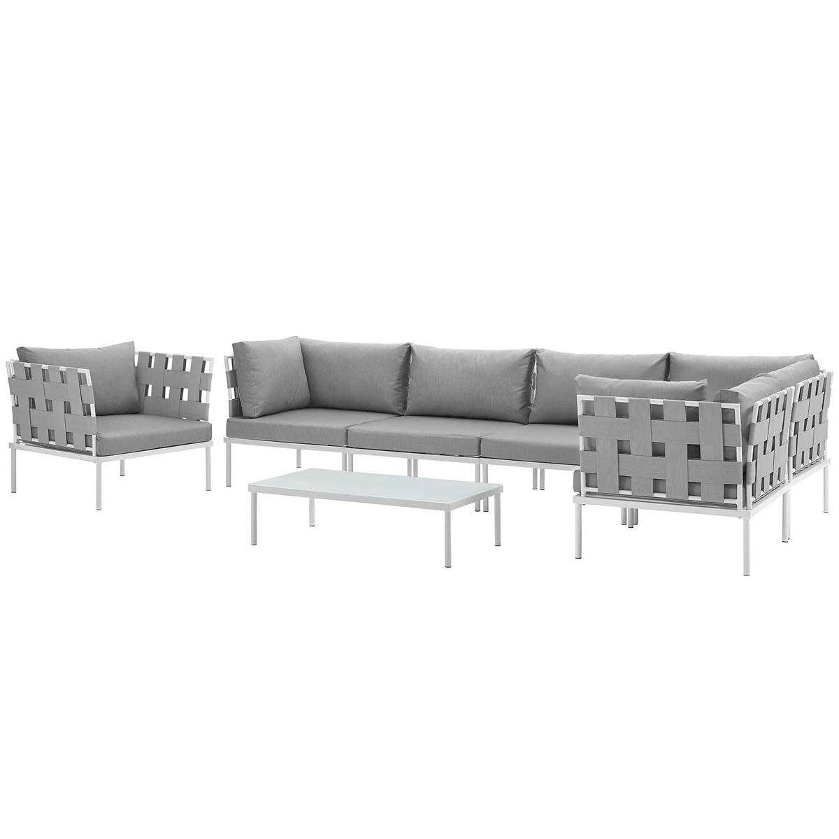 7 Piece Outdoor Patio Aluminum Sectional Sofa Set R13119