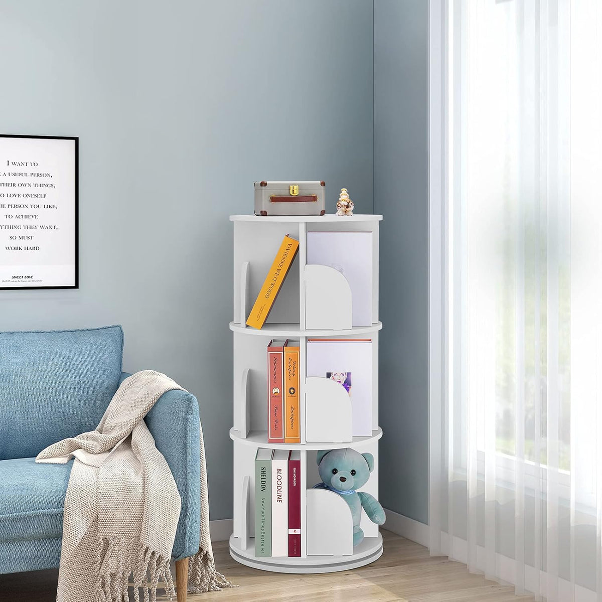 Rotating Bookshelf 360 Display Floor Standing Bookcase T87846