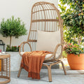 Beige Wicker Egg Chair with Ottoman C955