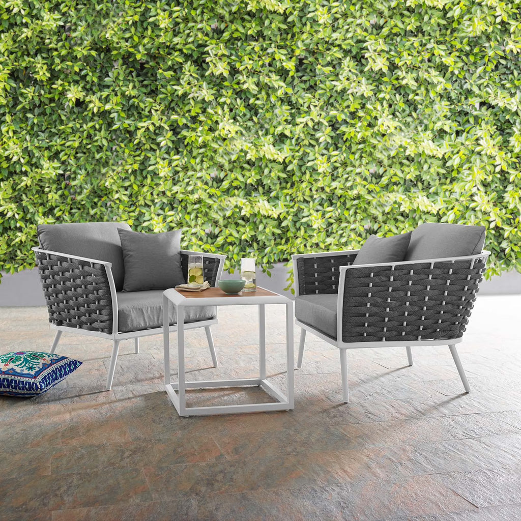 White Gray 3 Piece Outdoor Aluminum Sectional Sofa Set B59094