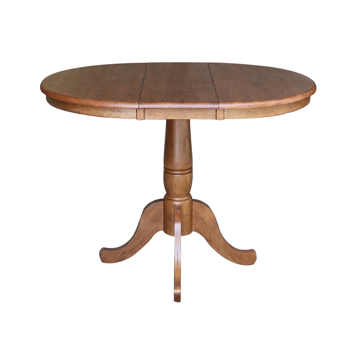 Solid Wood 5-Piece Dining Set with 36 in. Round Extension Dining Table and 4 Ladder Back Chairs in Distressed Oak S619