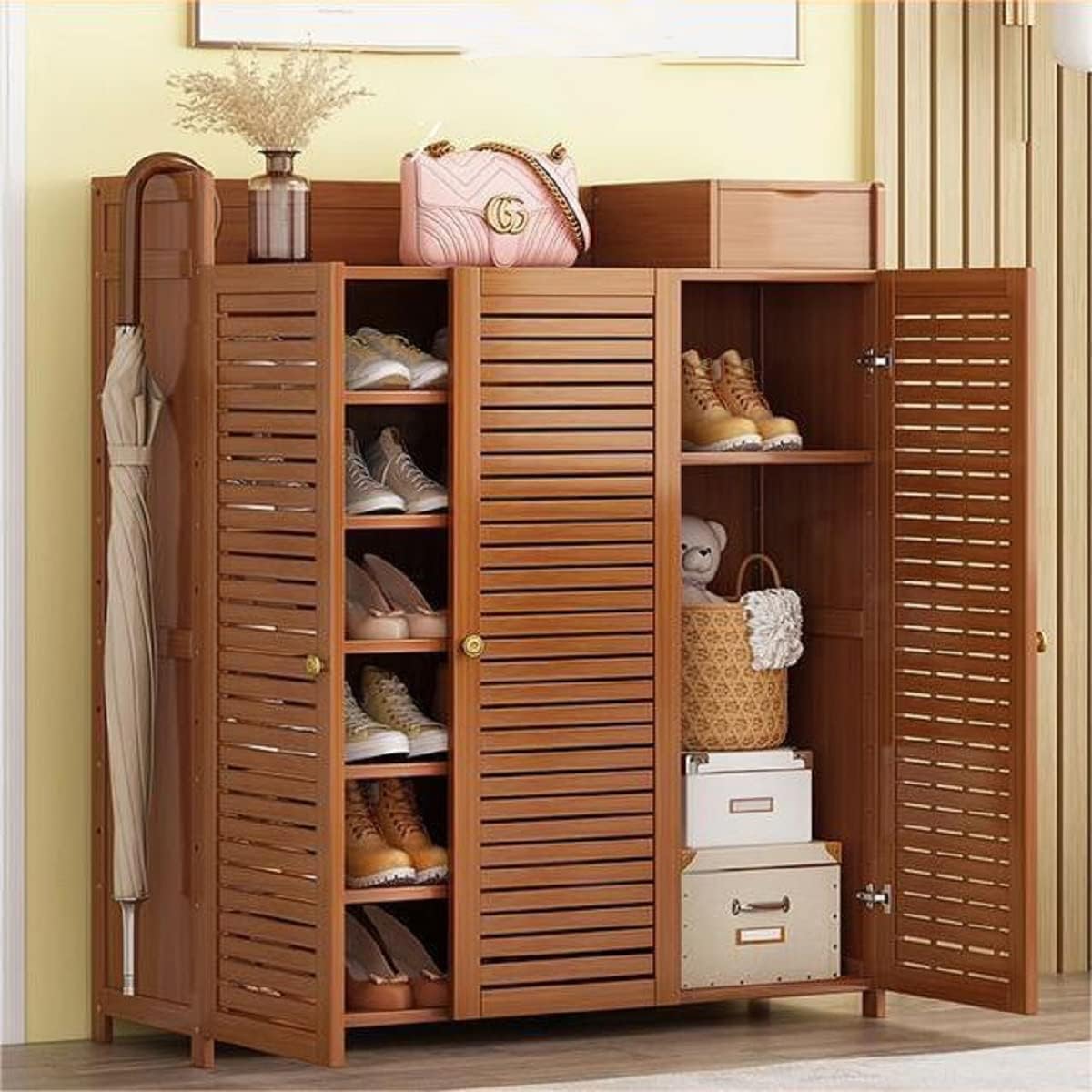 7 Tier Bamboo Shoe Cabinet with Doors T31962