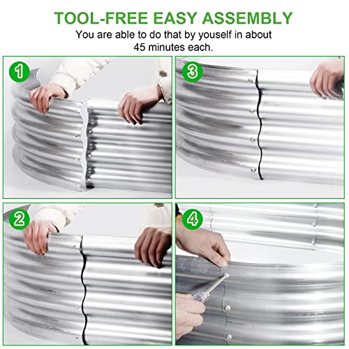 2Pack Raised Garden Bed 6×3×1FT Galvanized Oval Large Steel Planter Box F40687