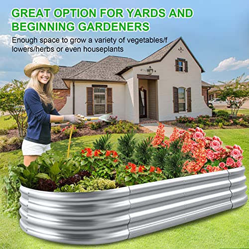 2Pack Raised Garden Bed 6×3×1FT Galvanized Oval Large Steel Planter Box F40687