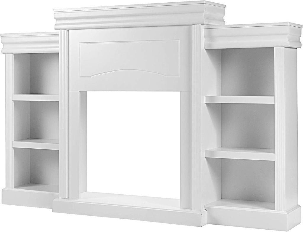 70 Inches Freestanding Wooden Mantel Stand with Storage Shelves C568