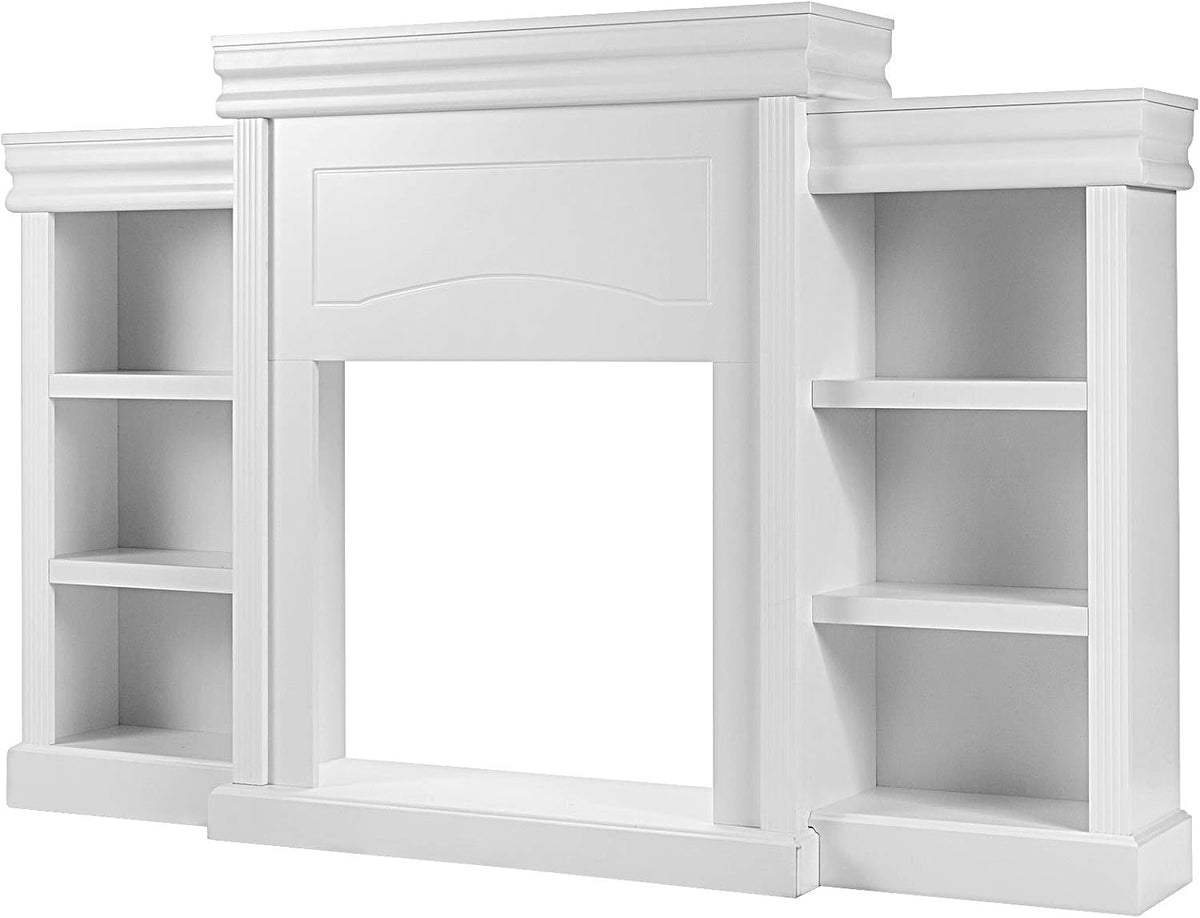 70 Inches Freestanding Wooden Mantel Stand with Storage Shelves C568