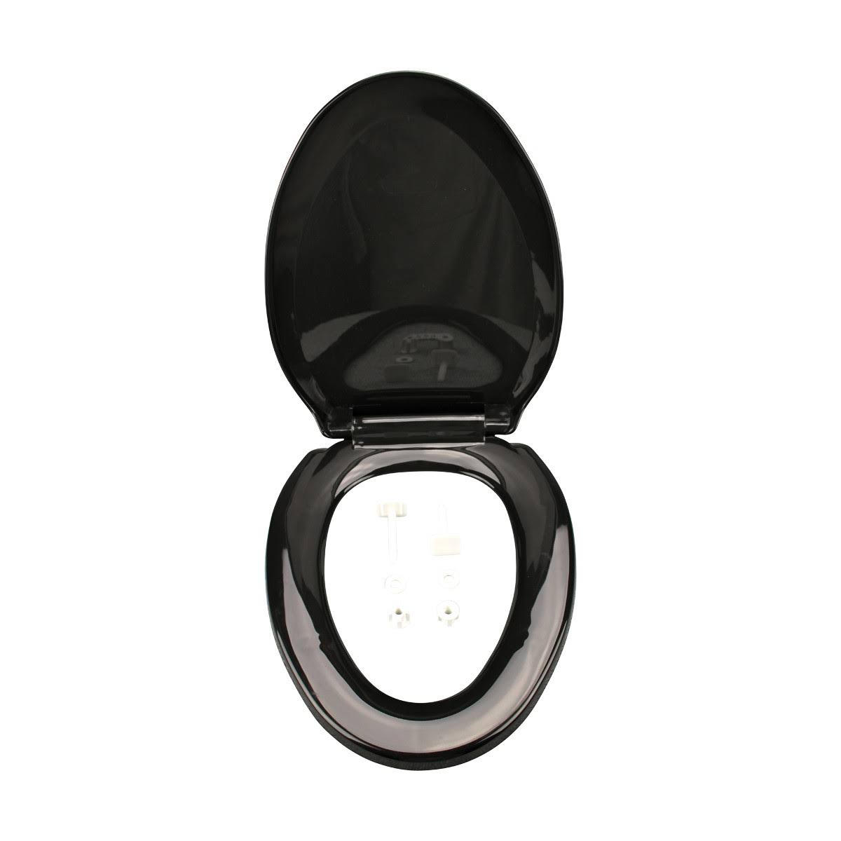 2 No Slam Easy Close Black Plastic Elongated Toilet Seat B8099