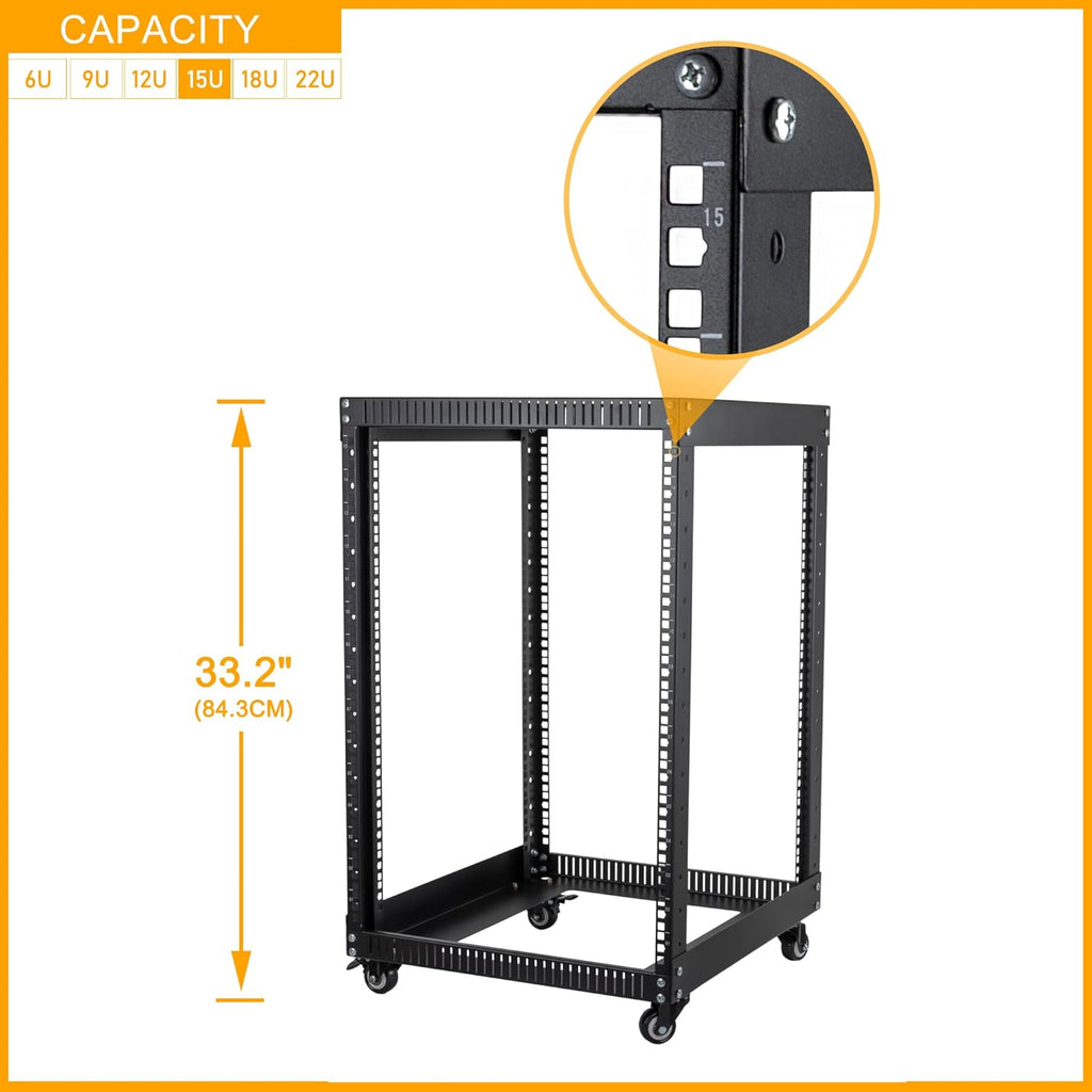 12U Open Frame 19-inch Server Rack with Casters L1153