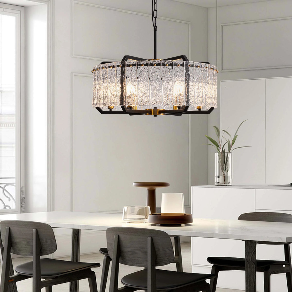 Black 6-Light Water Ripple Glass Chandelier Z8150