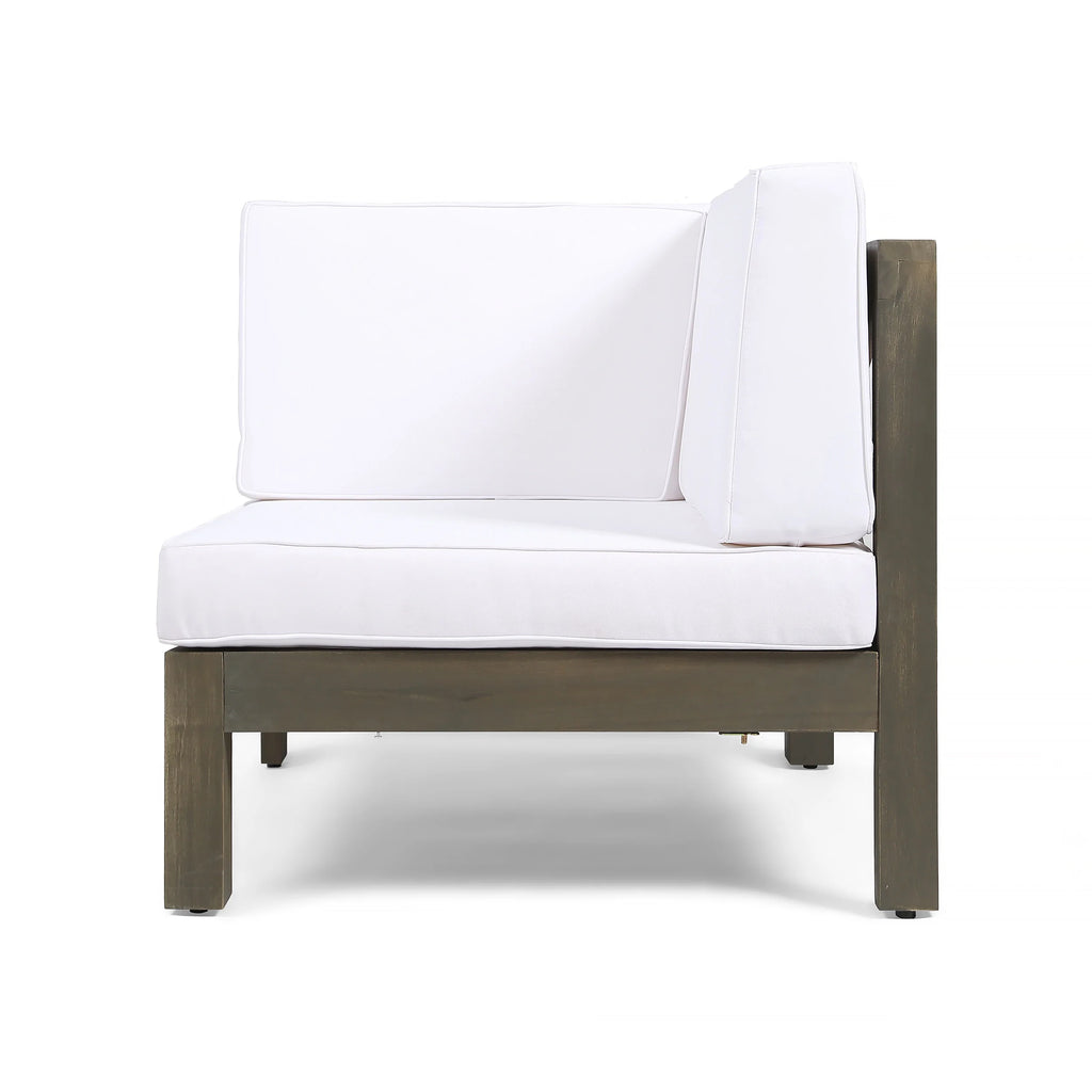 Gray and White Acacia Wood Sectional Loveseat with Coffee Table J538894