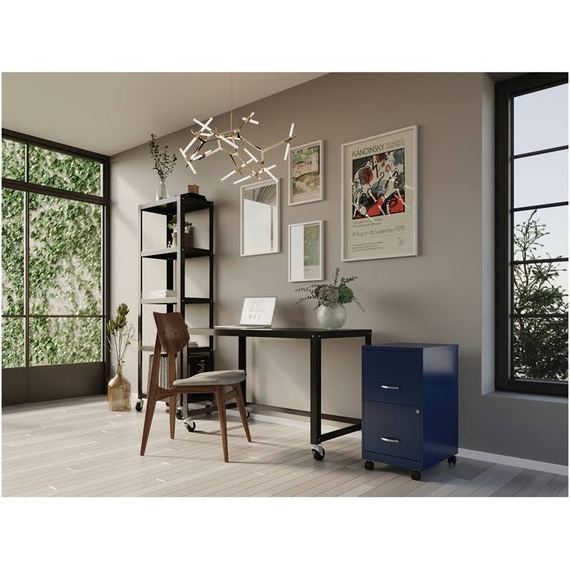 Navy 2 Drawer Metal Mobile File Cabinet T385