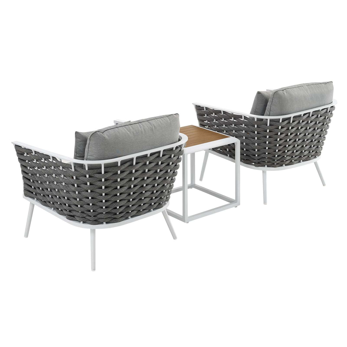 White Gray 3 Piece Outdoor Aluminum Sectional Sofa Set B59094
