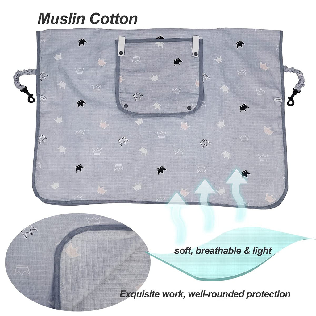 Grey Muslin Car Seat Canopy with Window X83234