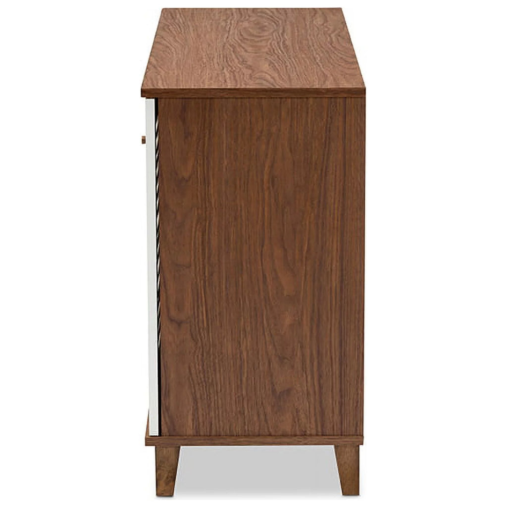 Walnut Finished 8-Shelf Wood Shoe Storage Cabinet W713