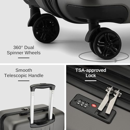 20-Inch Black Hardside Carry-on Suitcase with Spinner Wheels X679661