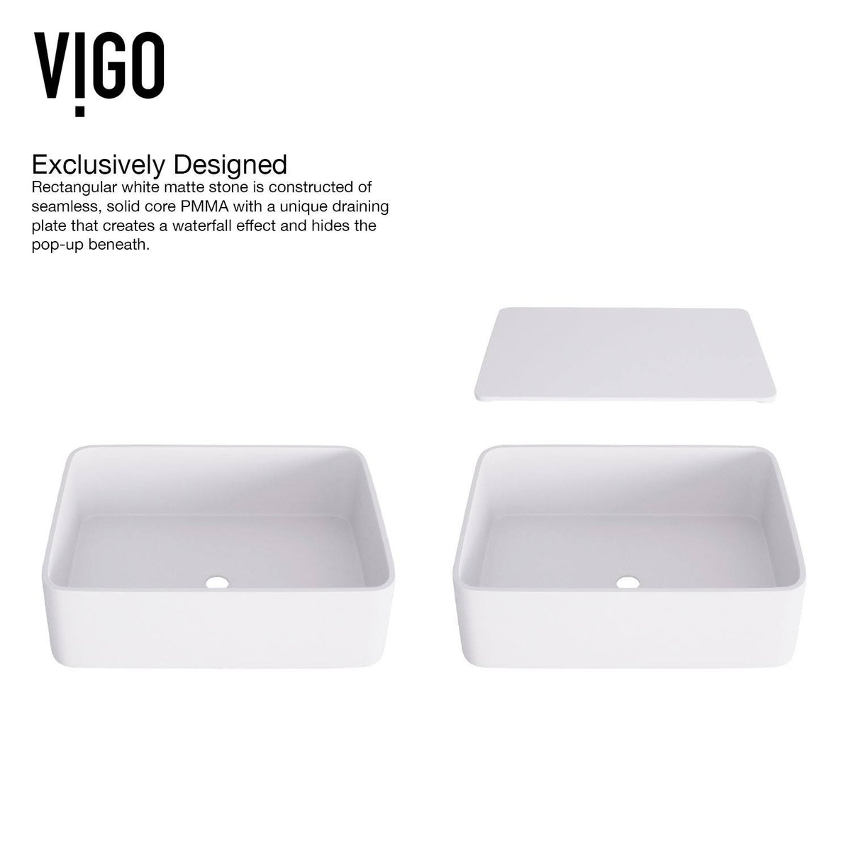 White Rectangular Vessel Bathroom Sink with Chrome Faucet and Pop-Up Drain C2620