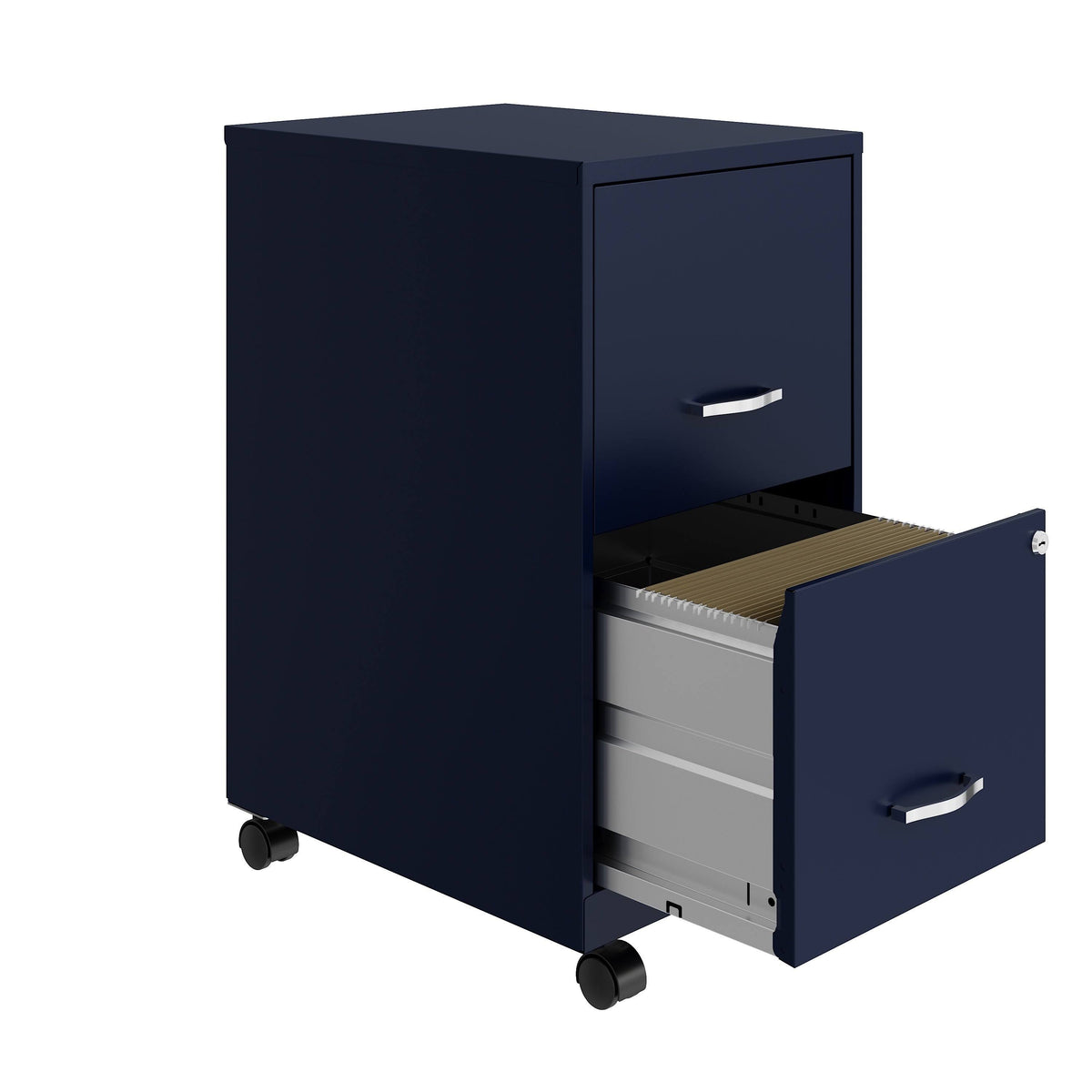 Navy 2 Drawer Metal Mobile File Cabinet T385
