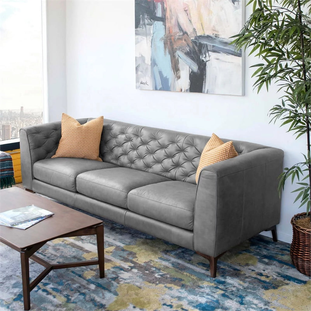 Gray Genuine Leather Sofa X9568