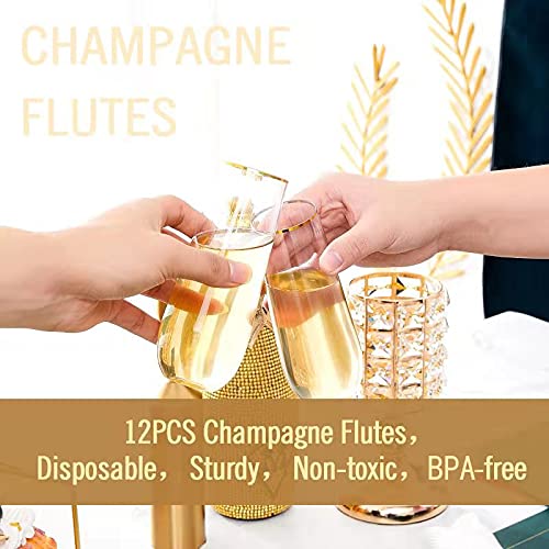 24PCS 9 Oz Stemless Plastic Champagne Flutes J948