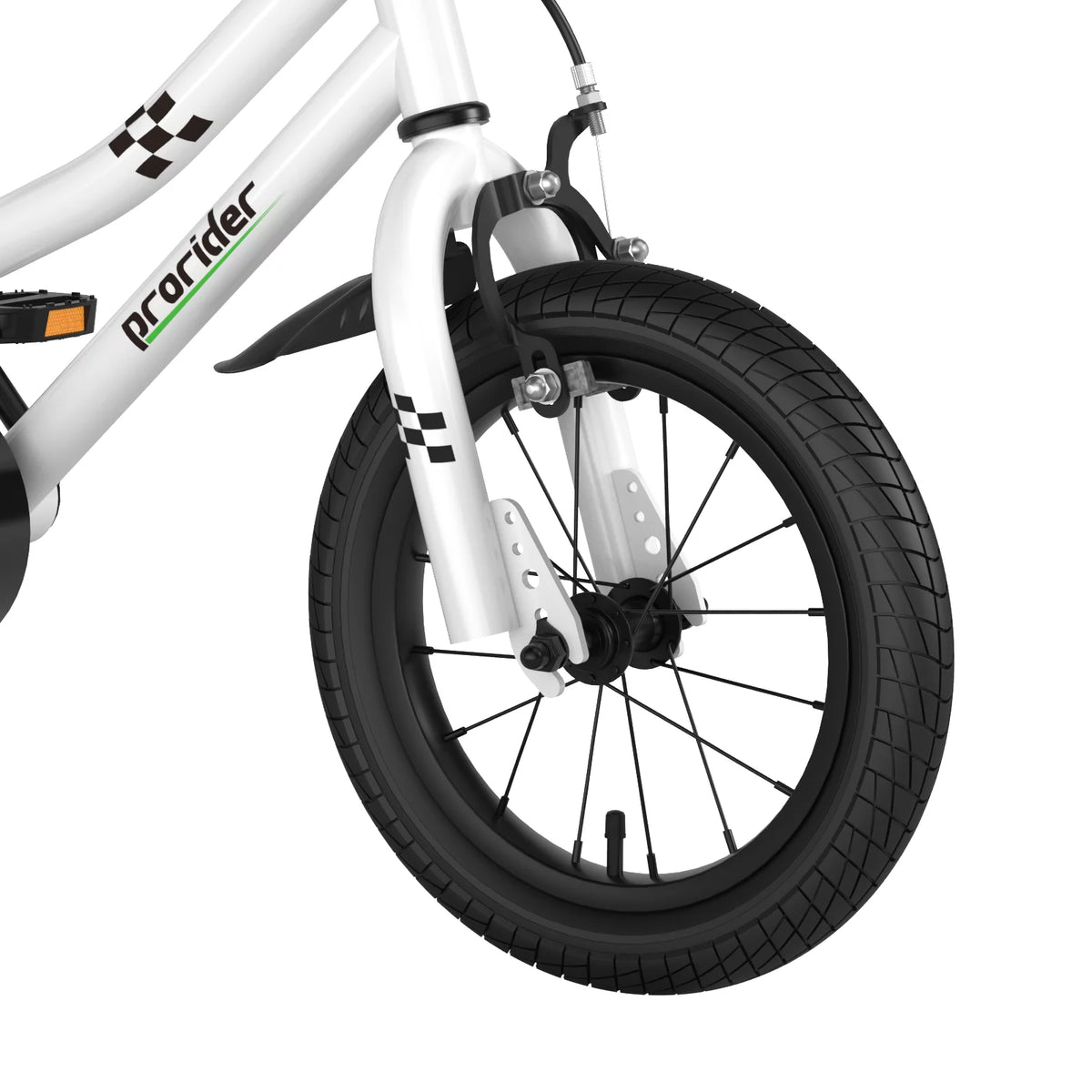 White Kid's Bike with Training Wheels and Basket H411682