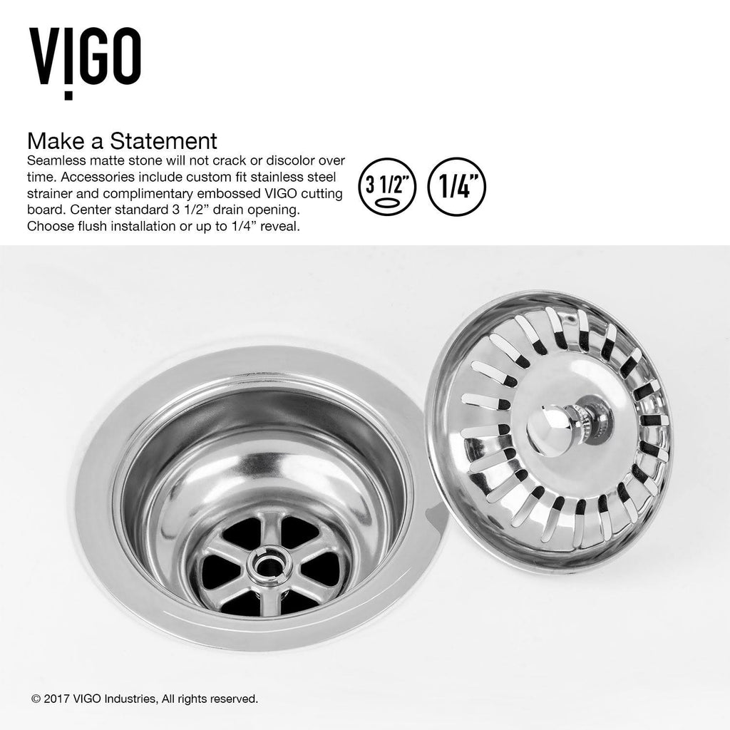 36 in. Matte Stone Farmhouse Kitchen Sink Set with Matte Black Faucet X830716