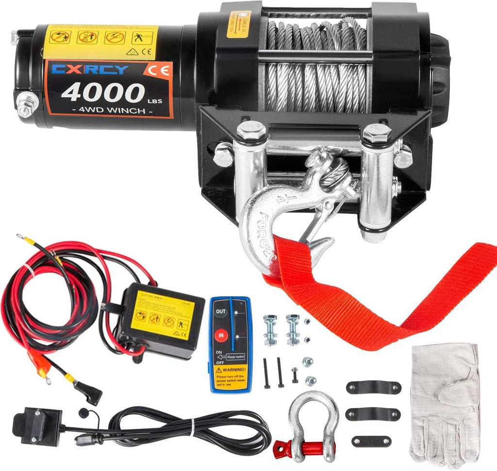 12V 4000 lbs Electric Winch Kit with Steel Rope and Wireless Remote Control N886