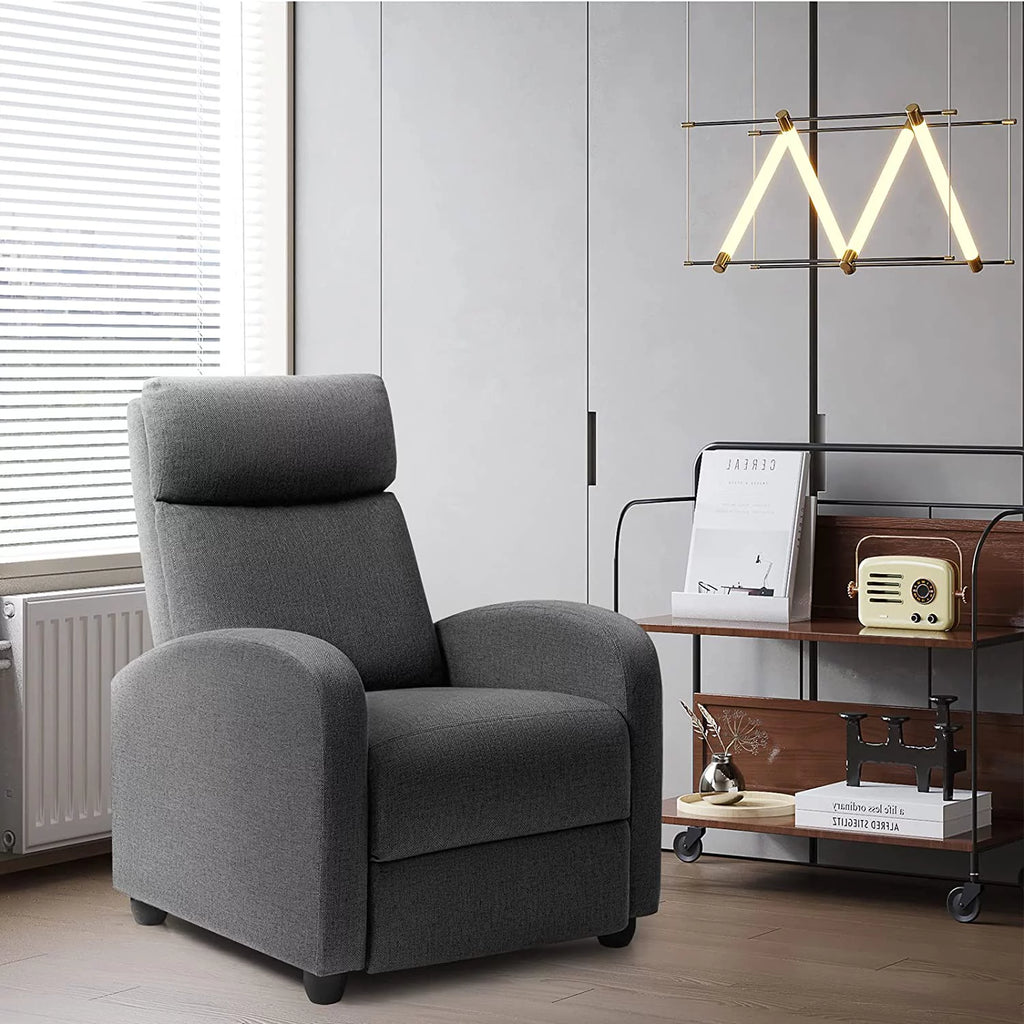 Light-Blue Fabric Recliner Chair Y89460
