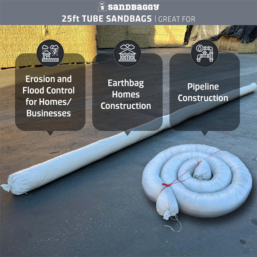 25 Ft Empty Tube Sandbags with UV Protection, 5 Tube Bags P3204