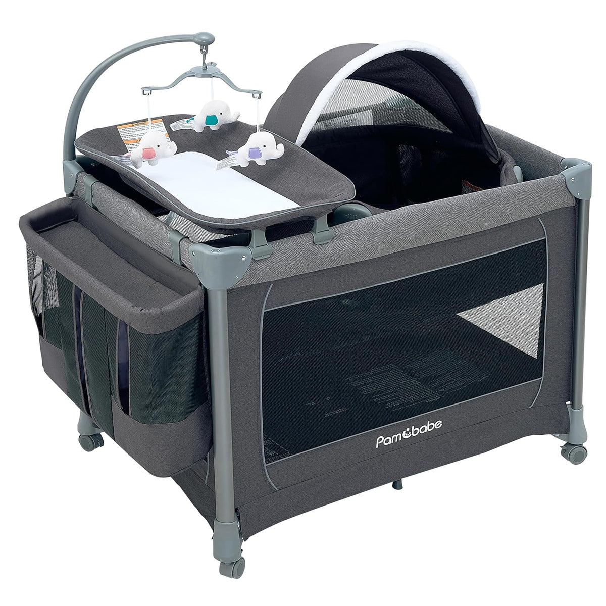 4 in 1 Portable Baby Playard with Changing Table and Detachable Bassinet B760