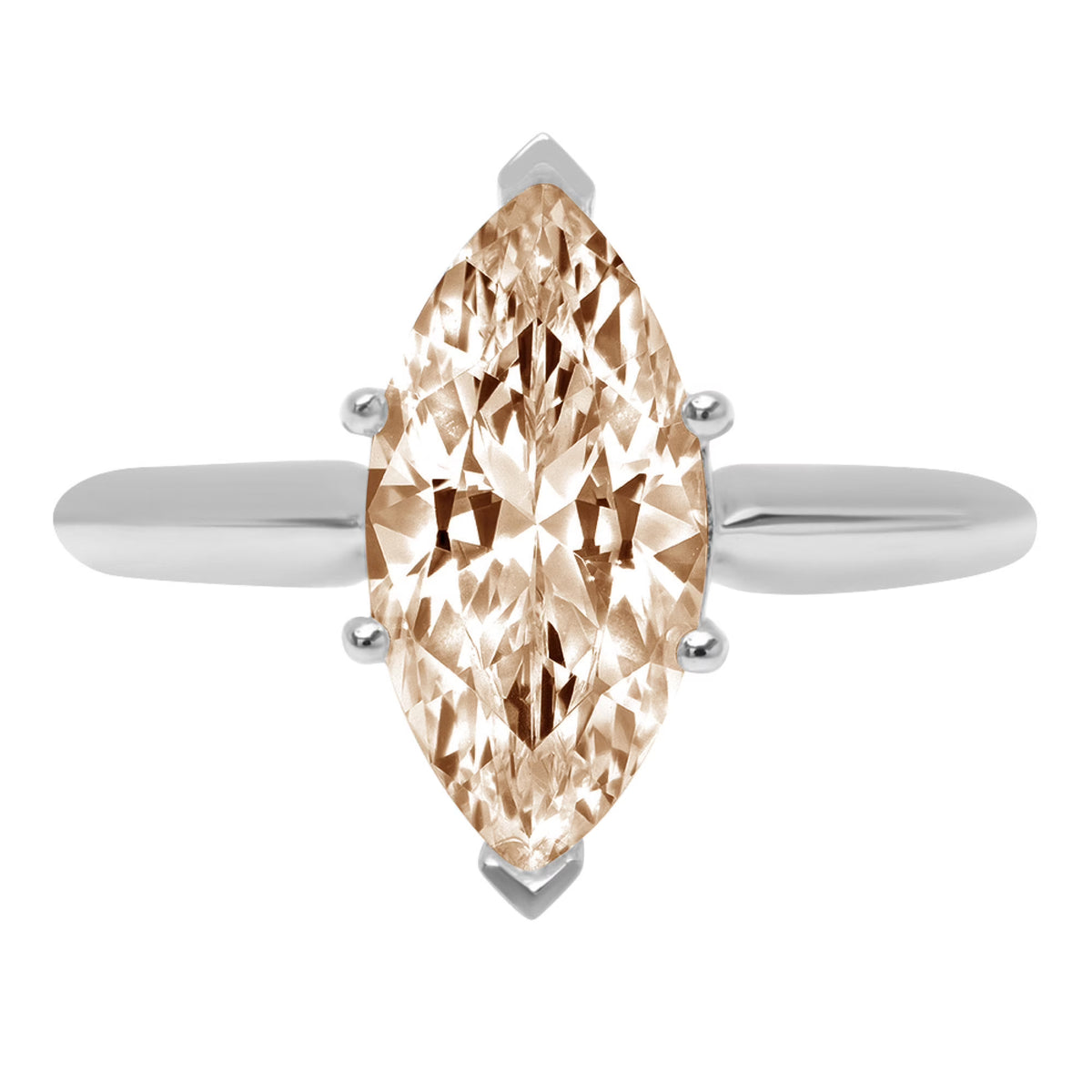 2.5ct Marquise Cut Champagne Simulated Diamond 14k White Gold Ring Size 3.75 X519071