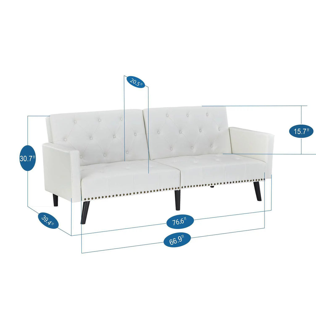 Caramel Faux Leather Tufted Split Back Futon Sofa B545493