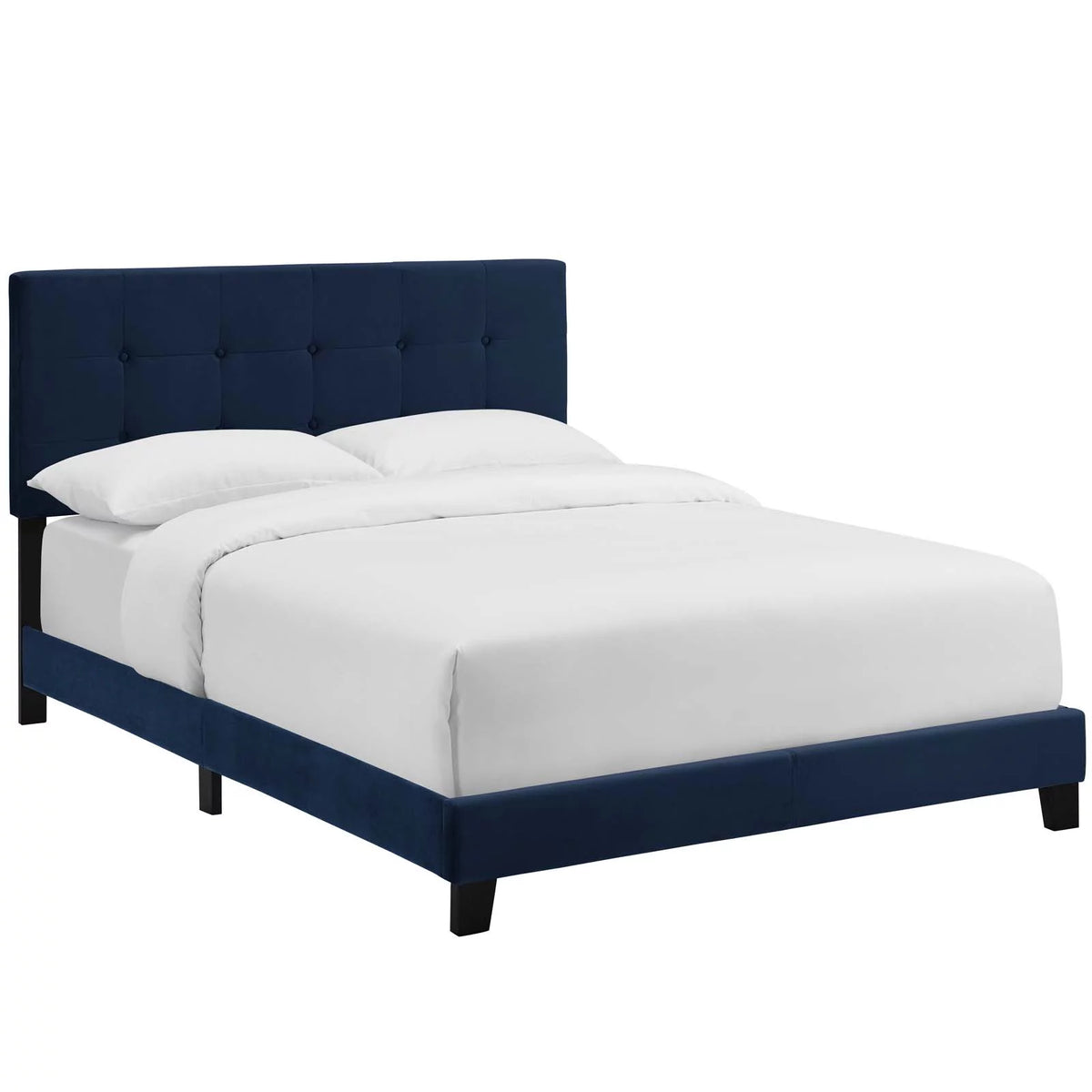 Twin Performance Velvet Bed in Midnight Blue K496