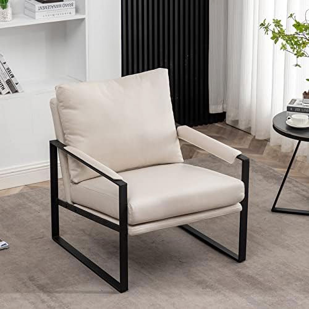 Dark Grey Faux Leather Accent Chair with Metal Frame I862690