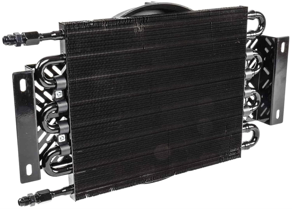 Transmission Oil Cooler with Dual Push/Pull Cooler Fan, 11” Diameter, 6 an Connections F1689