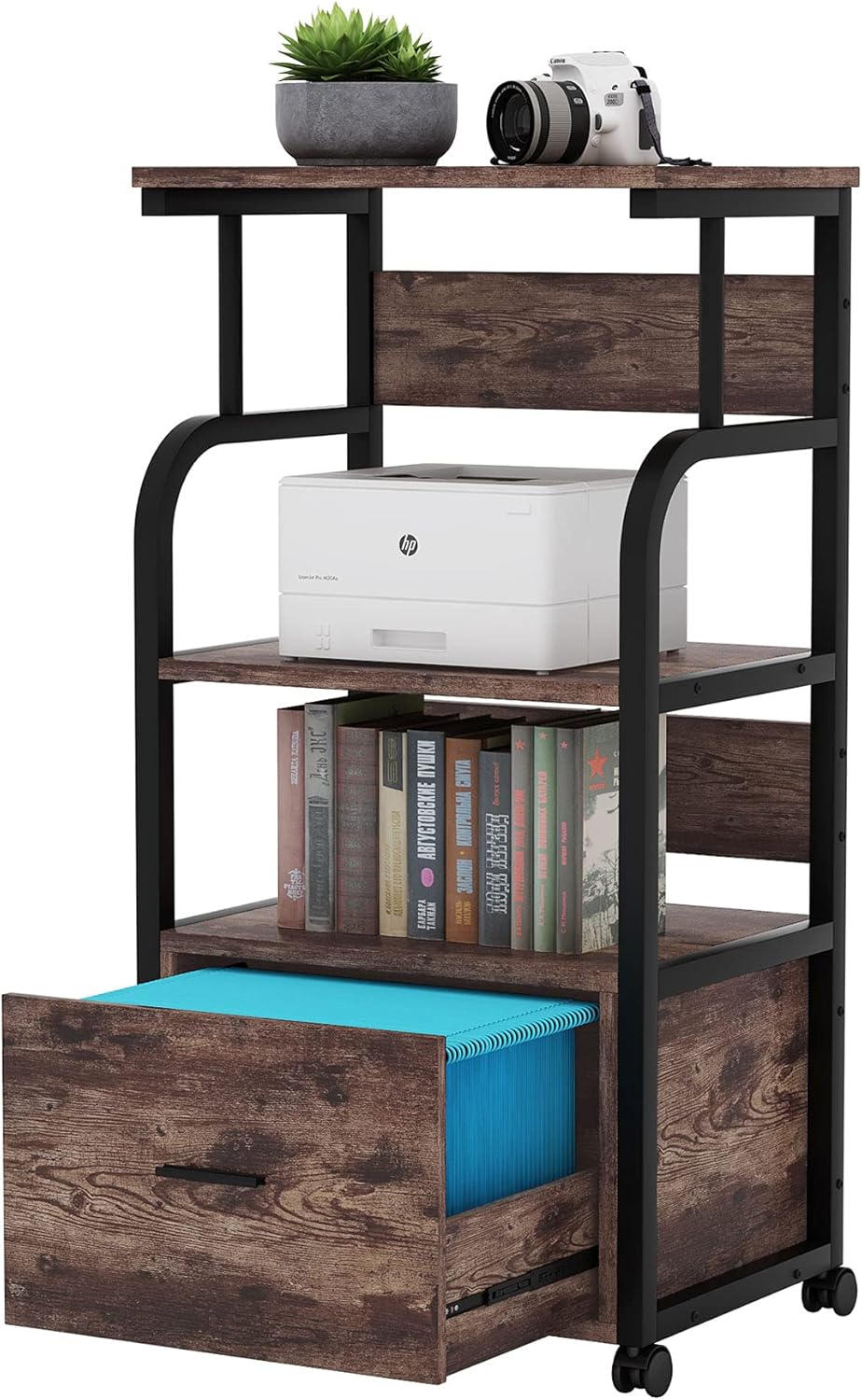 Mobile File Cabinet with Printer Shelf and Legal Size Drawer A3274
