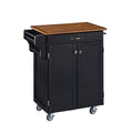 Black Kitchen Cart with Oak Top Y37217
