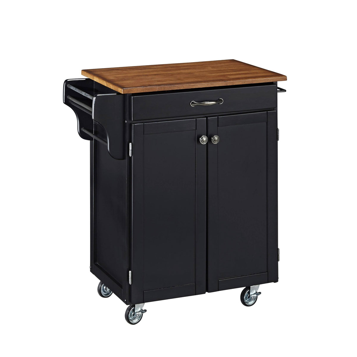 Black Kitchen Cart with Oak Top Y37217