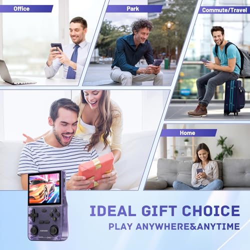 Retro Handheld Game Console with 64GB TF Card, 3.5 Inch IPS Screen Black L55869