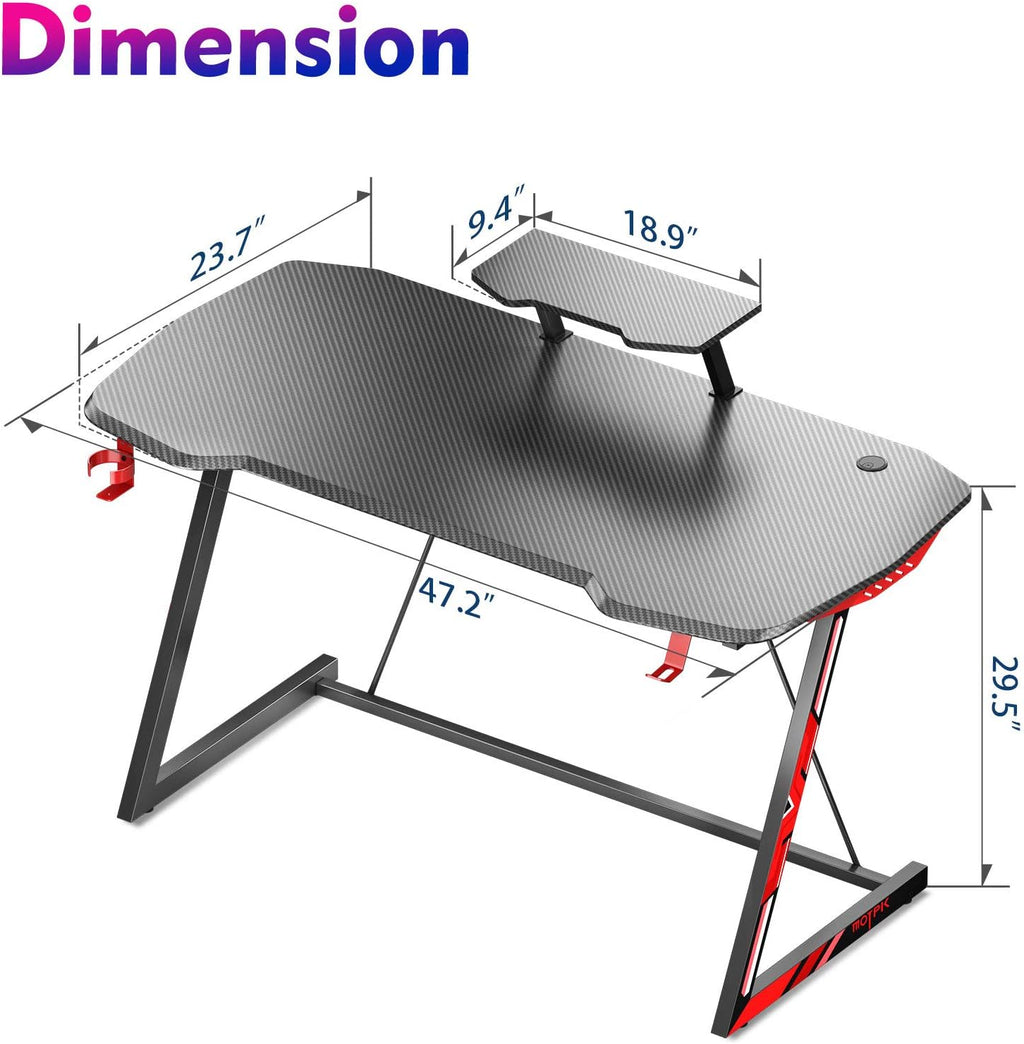 47 inch Black Computer Desk with Monitor Stand M6186