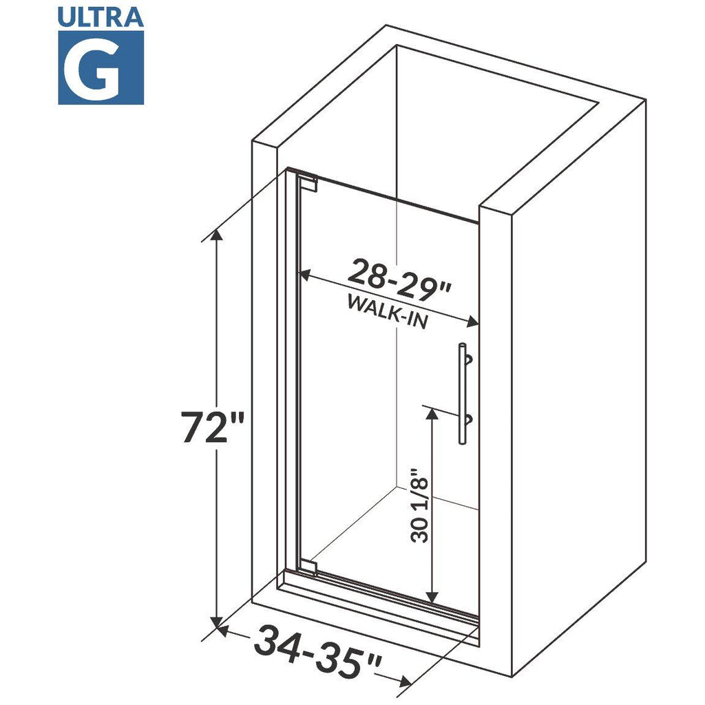 Chrome 34-35W x 72H Pivot Swing-Out Shower Door E6465