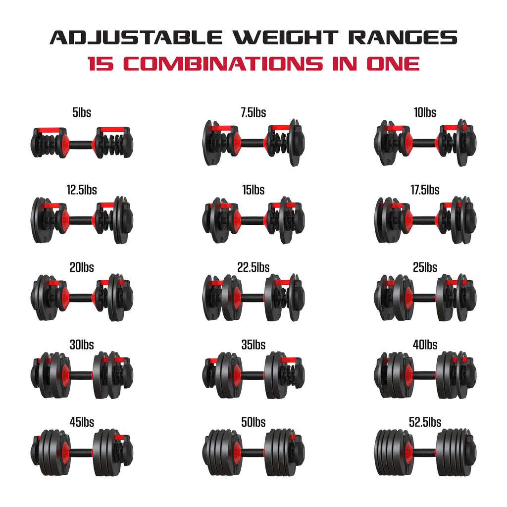 Adjustable Dumbbell 5-52.5 lbs Black Z5592