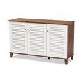 Walnut Finished 8-Shelf Wood Shoe Storage Cabinet W713