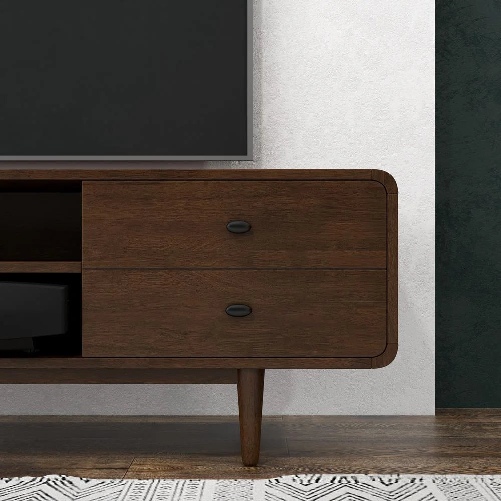 Mid-Century Modern Solid Wood Brown Tv Stand V594