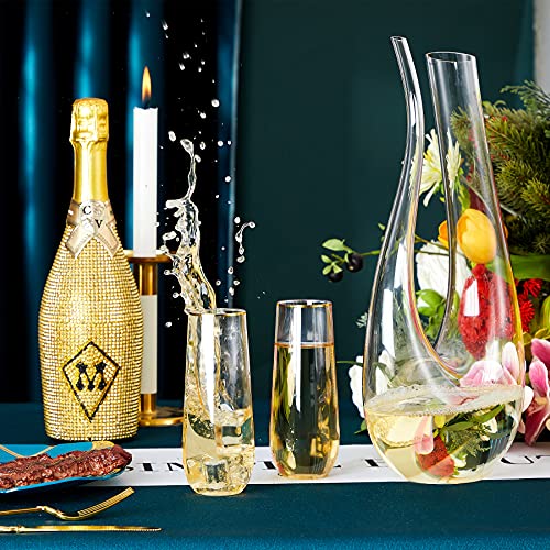 24PCS 9 Oz Stemless Plastic Champagne Flutes J948